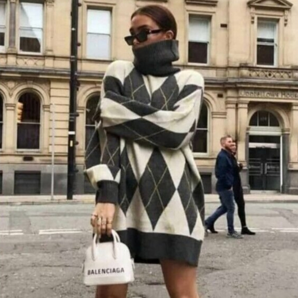 Pringle of Scotland x H&M Womens Argyle Turtleneck Sweater XS